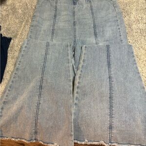 Wide-Leg Light Blue Jeans and a dark pair